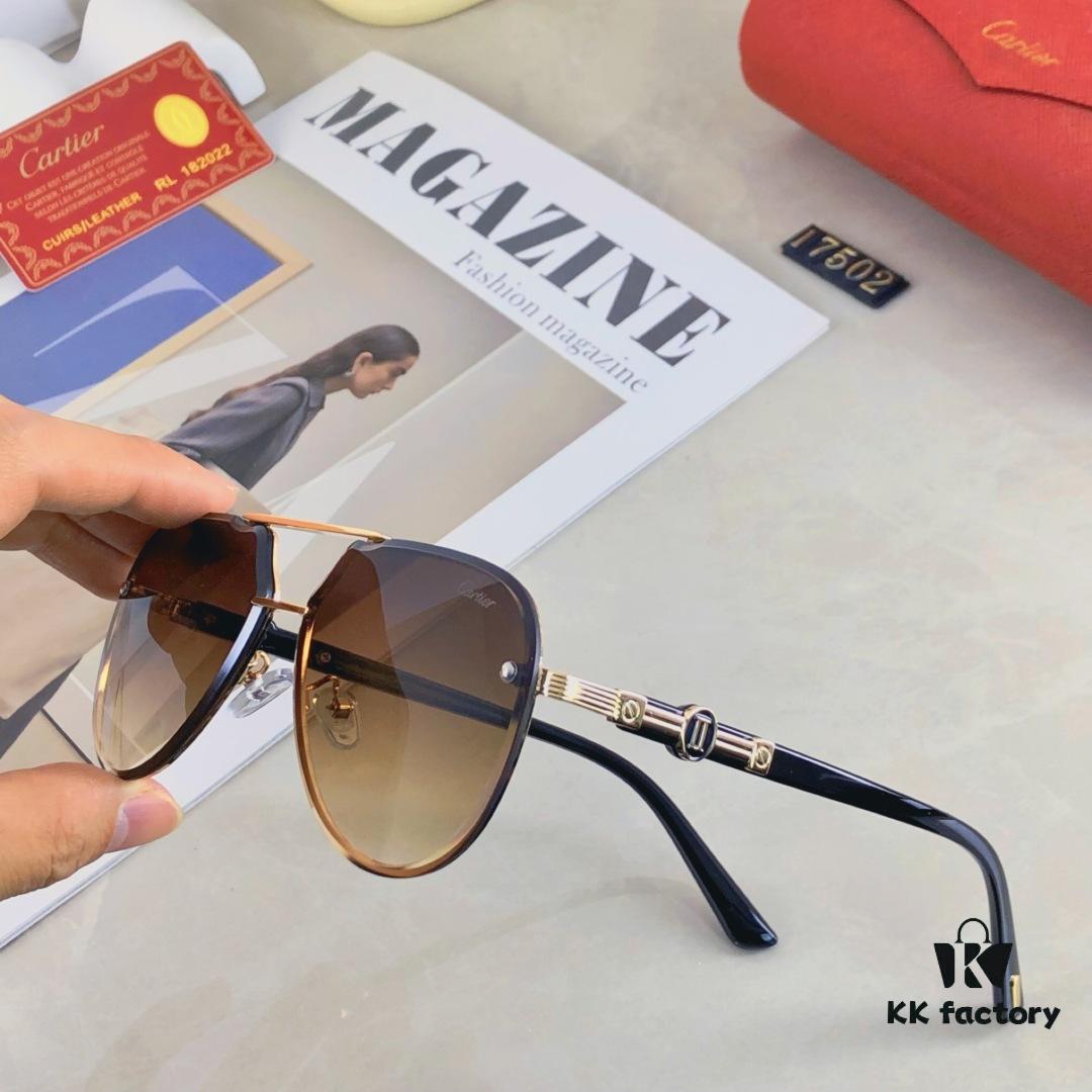 6931fba83a89a121ed54c4c6 Cartier New Retro Fashion Metal Sunglasses Half-Rim Double Bridge Unisex Aviator Shades