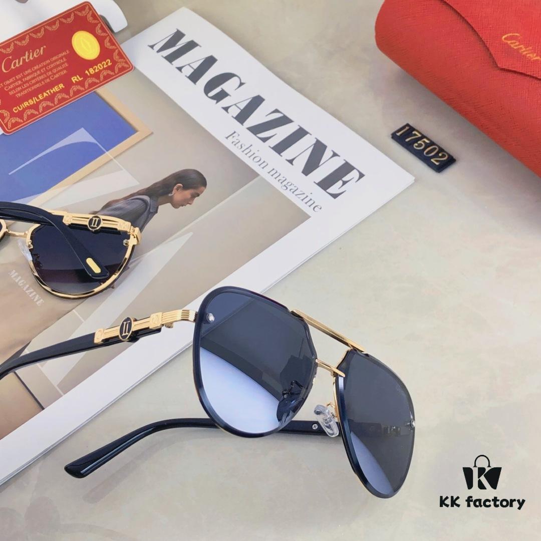 6931fba93a89a121ed54c4cb Cartier New Retro Fashion Metal Sunglasses Half-Rim Double Bridge Unisex Aviator Shades