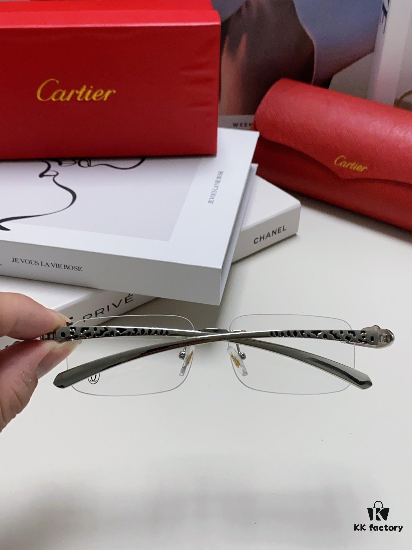 6931fbc53a89a121ed54c5ca Cartier 2024 New Frameless Panther Eyeglasses for Men, Lightweight Prescription Frames for Large Faces, Suitable for Optical Lenses, Sunglasses or Reading Glasses