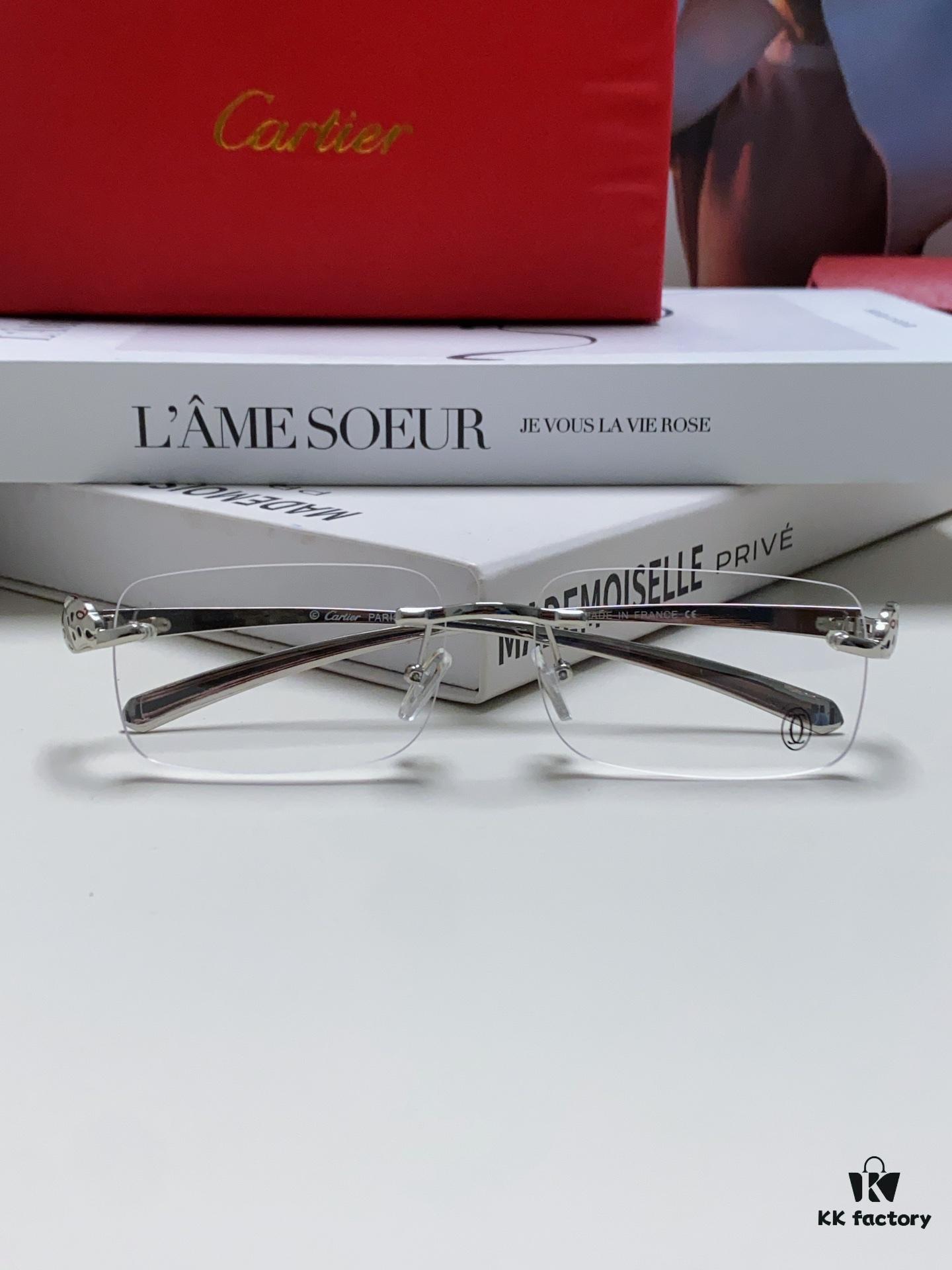 6931fbc53a89a121ed54c5cc Cartier 2024 New Frameless Panther Eyeglasses for Men, Lightweight Prescription Frames for Large Faces, Suitable for Optical Lenses, Sunglasses or Reading Glasses