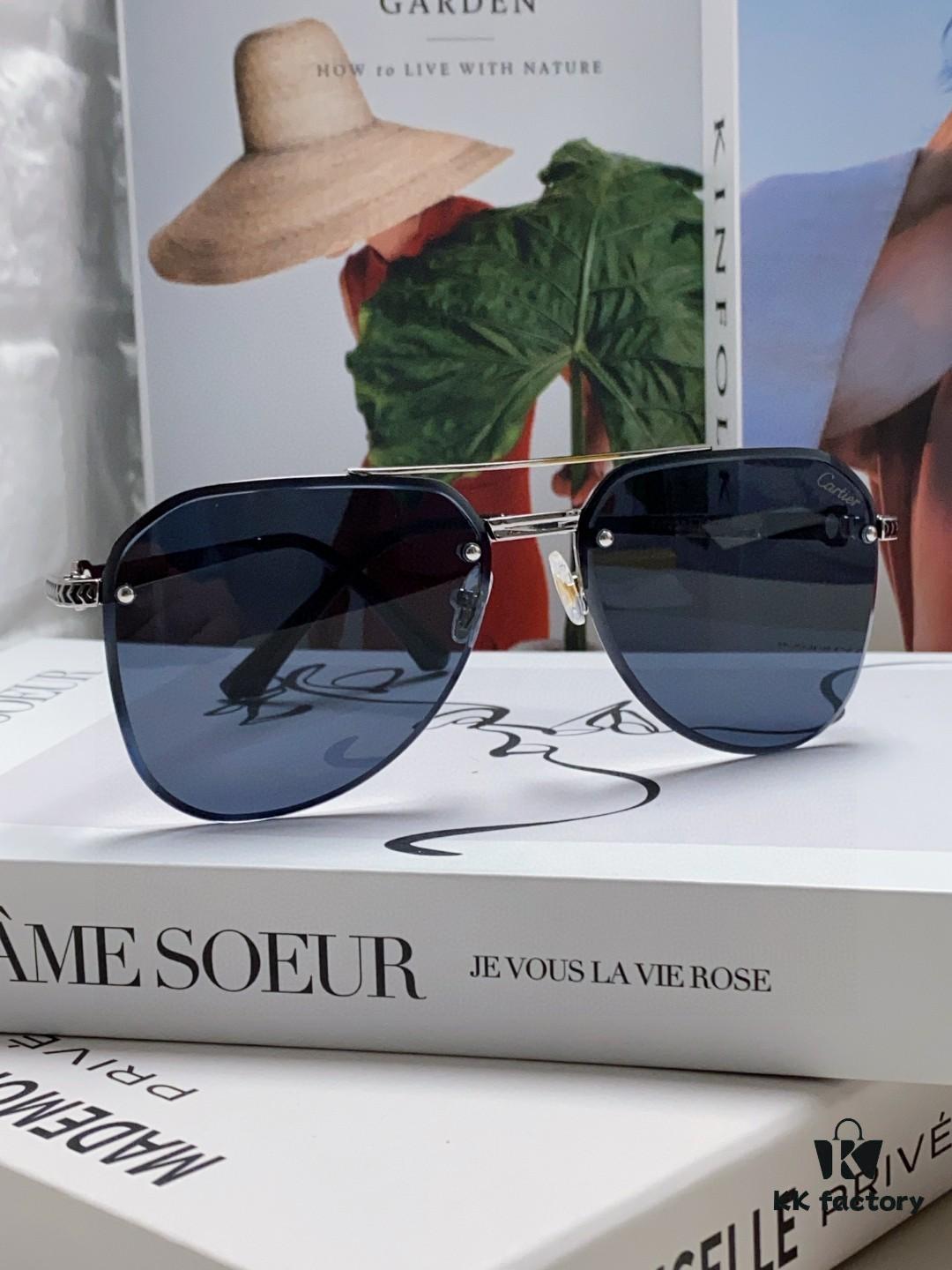 6931fbc53a89a121ed54c5d0 Cartier 2024 New Unframed Pilot Oversized Sunglasses for Men, Large Round Slimming Aviator Glasses, Men's Fashion Sun Glasses