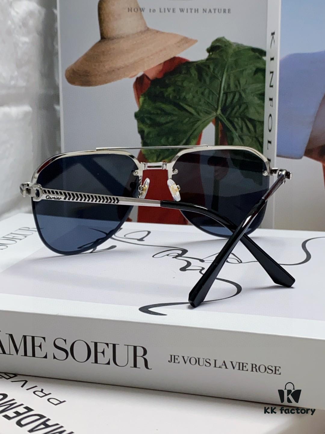 6931fbc63a89a121ed54c5d1 Cartier 2024 New Unframed Pilot Oversized Sunglasses for Men, Large Round Slimming Aviator Glasses, Men's Fashion Sun Glasses
