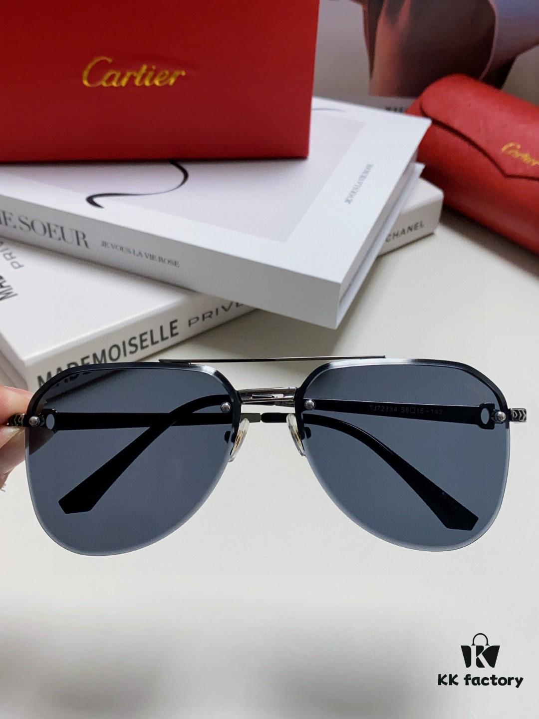 6931fbc63a89a121ed54c5d2 Cartier 2024 New Unframed Pilot Oversized Sunglasses for Men, Large Round Slimming Aviator Glasses, Men's Fashion Sun Glasses