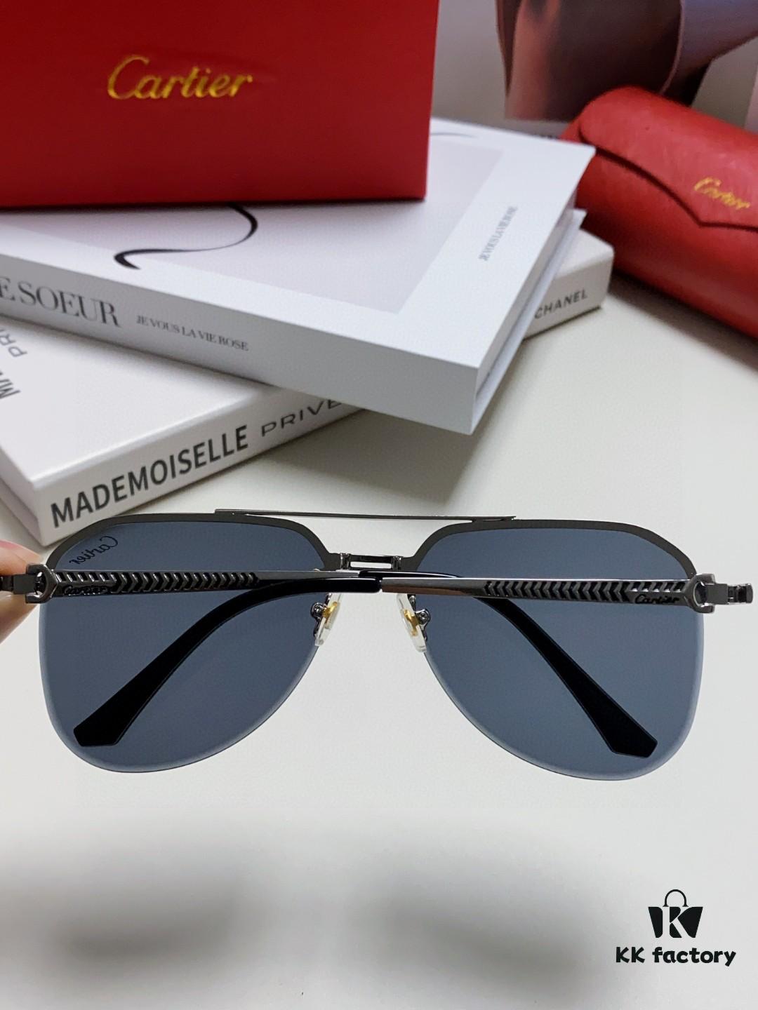 6931fbc63a89a121ed54c5d3 Cartier 2024 New Unframed Pilot Oversized Sunglasses for Men, Large Round Slimming Aviator Glasses, Men's Fashion Sun Glasses
