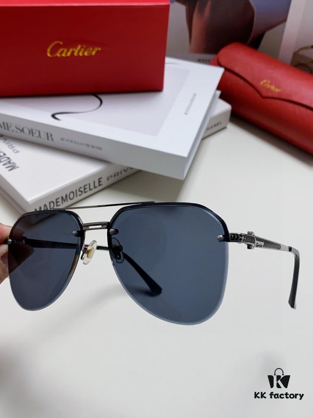 6931fbc63a89a121ed54c5d4 Cartier 2024 New Unframed Pilot Oversized Sunglasses for Men, Large Round Slimming Aviator Glasses, Men's Fashion Sun Glasses