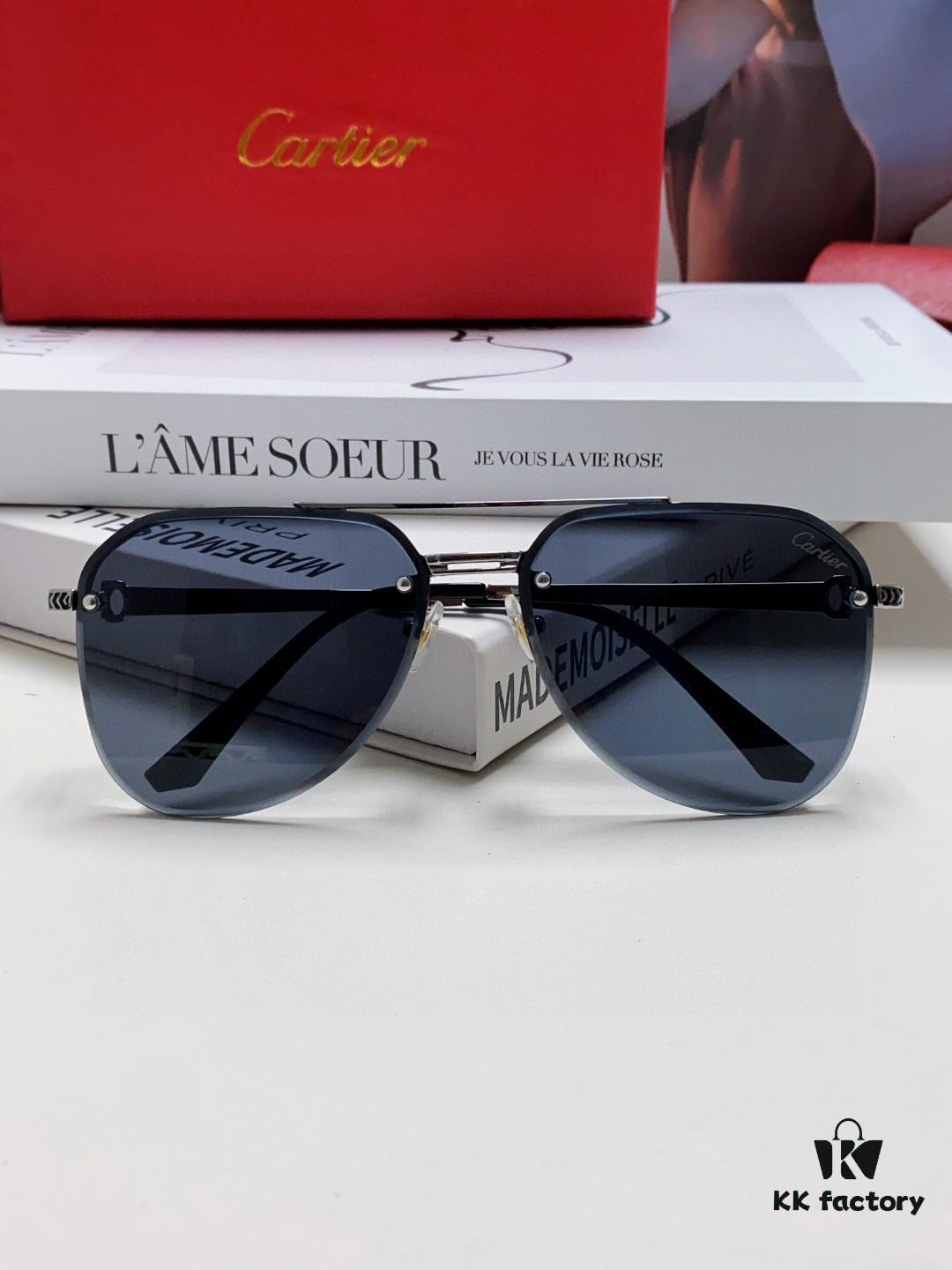 6931fbc63a89a121ed54c5d5 Cartier 2024 New Unframed Pilot Oversized Sunglasses for Men, Large Round Slimming Aviator Glasses, Men's Fashion Sun Glasses