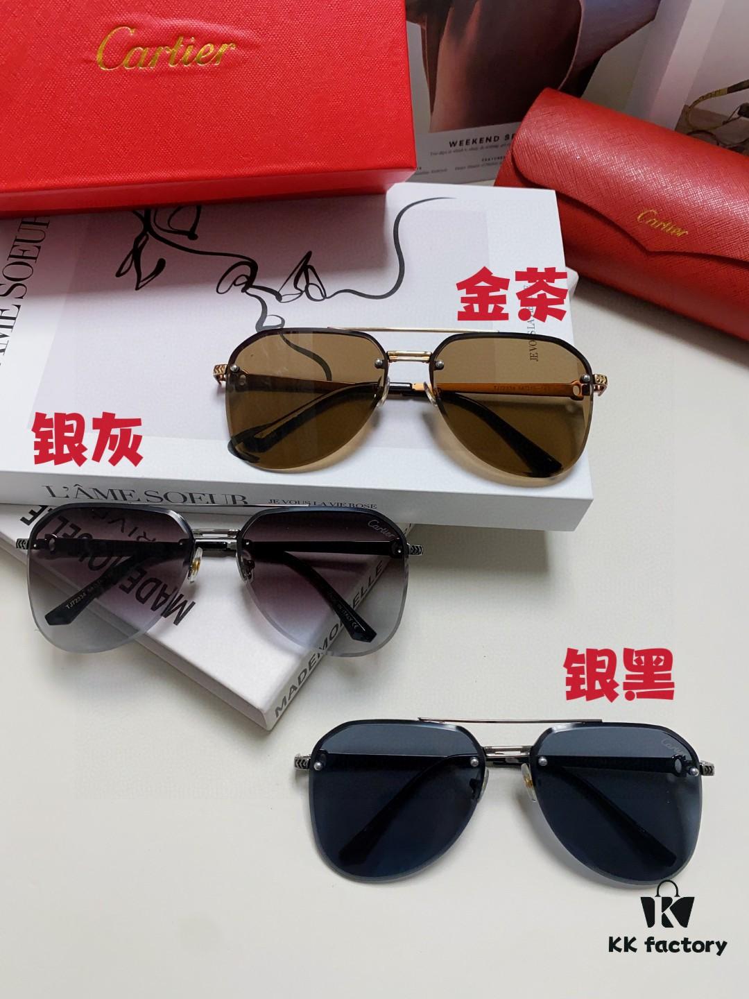 6931fbc63a89a121ed54c5d8 Cartier 2024 New Unframed Pilot Oversized Sunglasses for Men, Large Round Slimming Aviator Glasses, Men's Fashion Sun Glasses