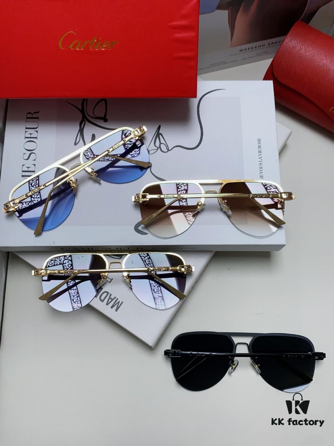 6931fbc73a89a121ed54c5eb Cartier 2024 New Round Frame Unisex Luxury European and American Style Aviator Engraved Sunglasses