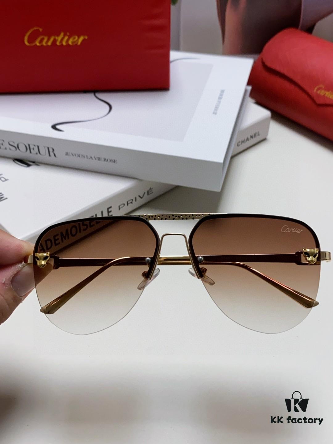 6931fbc93a89a121ed54c5fa Cartier 2024 New Round Frame Unisex Luxury European and American Style Aviator Engraved Sunglasses