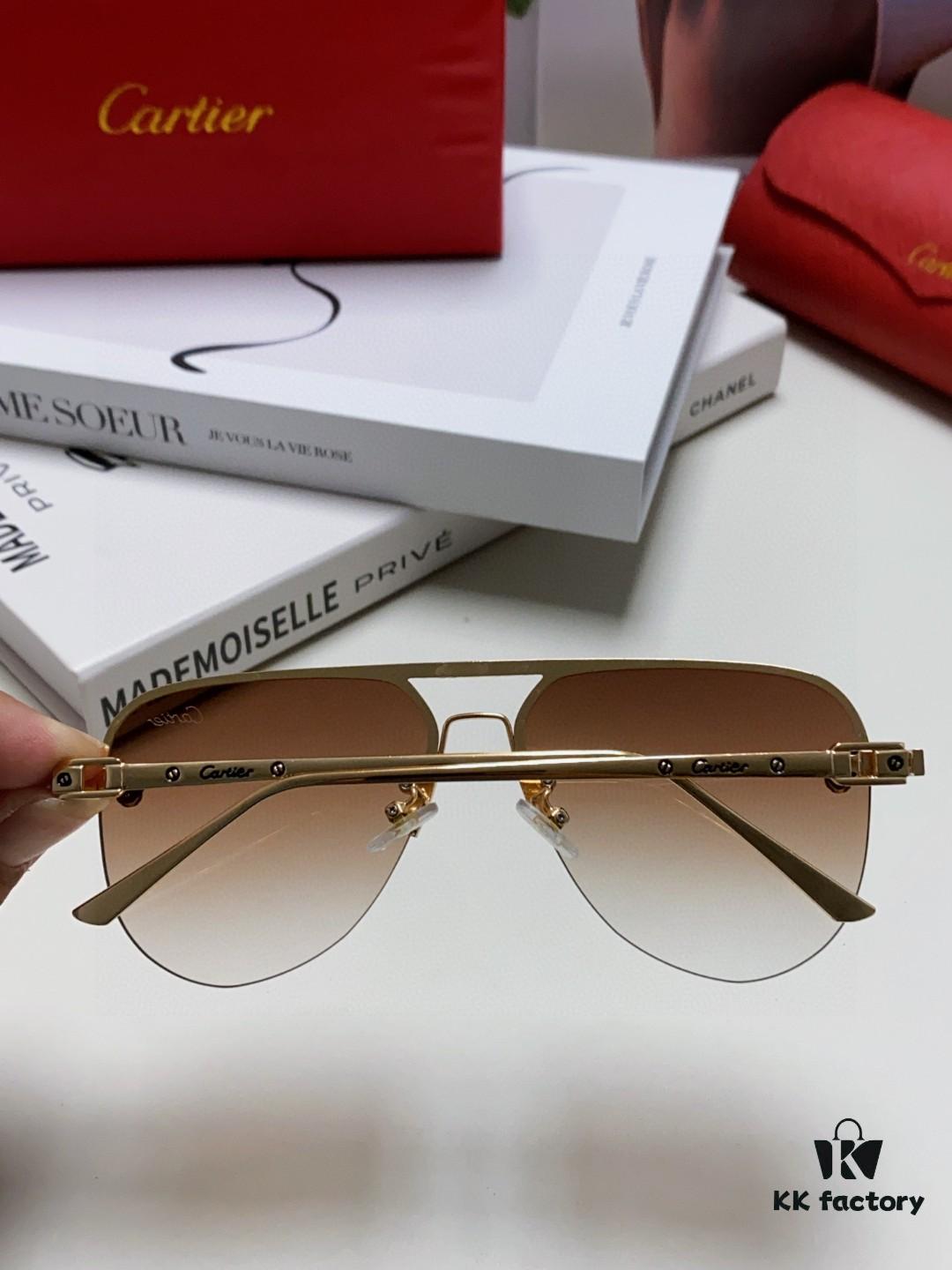 6931fbc93a89a121ed54c5fb Cartier 2024 New Round Frame Unisex Luxury European and American Style Aviator Engraved Sunglasses