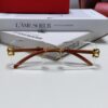 6931fbde3a89a121ed54c6fc Cartier 2024 New Fashion Rimless Sunglasses with Leopard Print and Wood-Grain Temples, Square Unisex Eyewear Suitable for Prescription Lenses