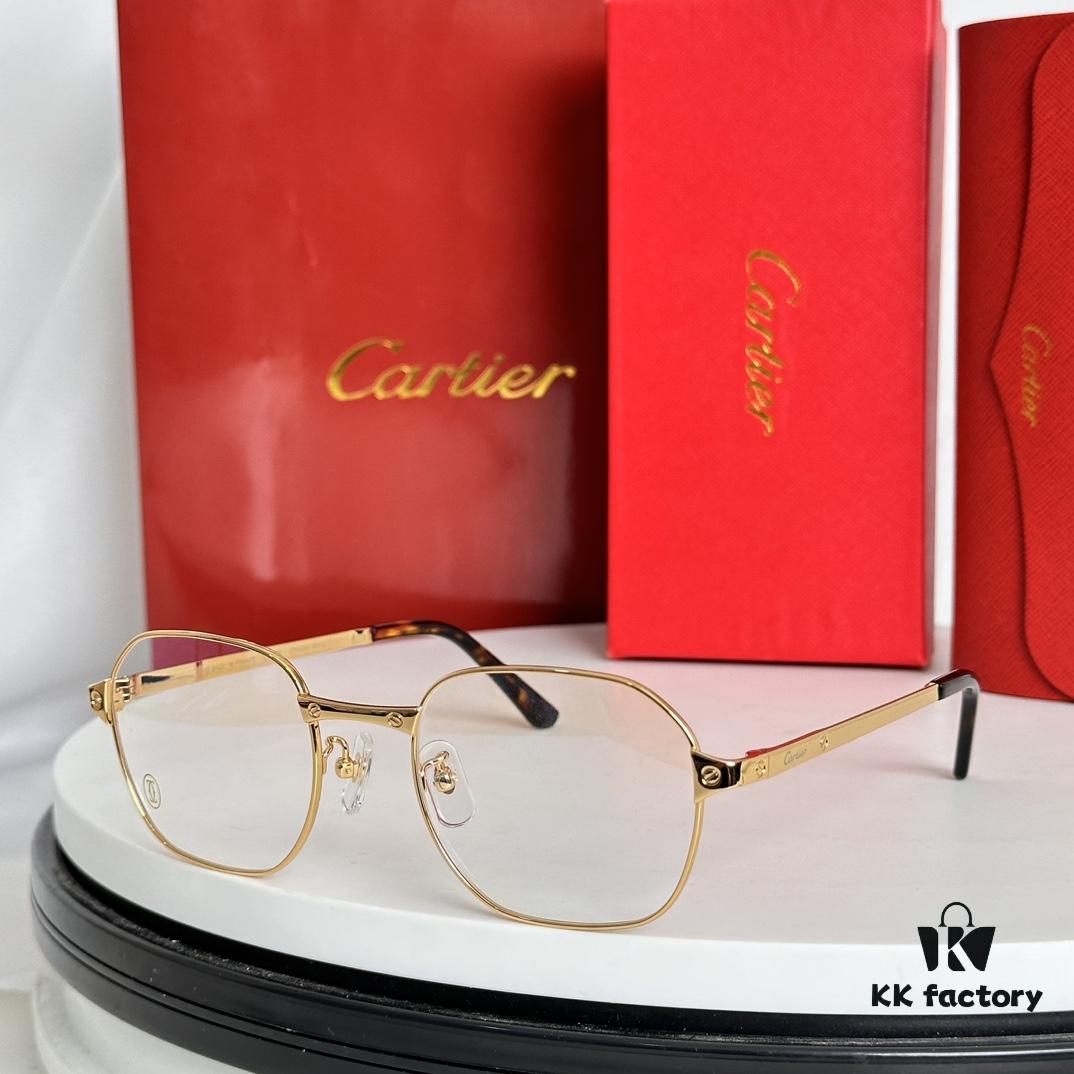 6931fbee3a89a121ed54c7d7 New Arrival Authentic Rare Palladium Electroplated Cartier Classic Metal Frame Eyeglasses CT0441OA Size 51-21-145