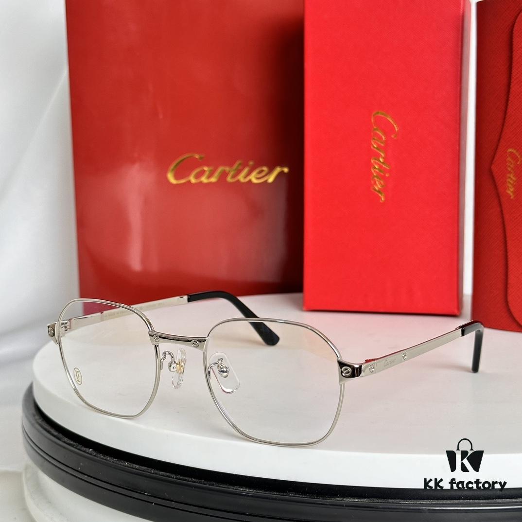 6931fbee3a89a121ed54c7d8 New Arrival Authentic Rare Palladium Electroplated Cartier Classic Metal Frame Eyeglasses CT0441OA Size 51-21-145