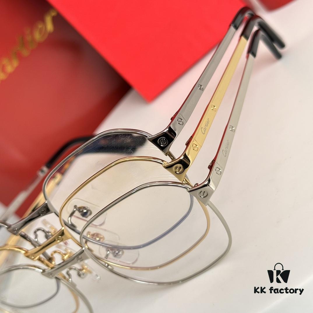 6931fbee3a89a121ed54c7d9 New Arrival Authentic Rare Palladium Electroplated Cartier Classic Metal Frame Eyeglasses CT0441OA Size 51-21-145