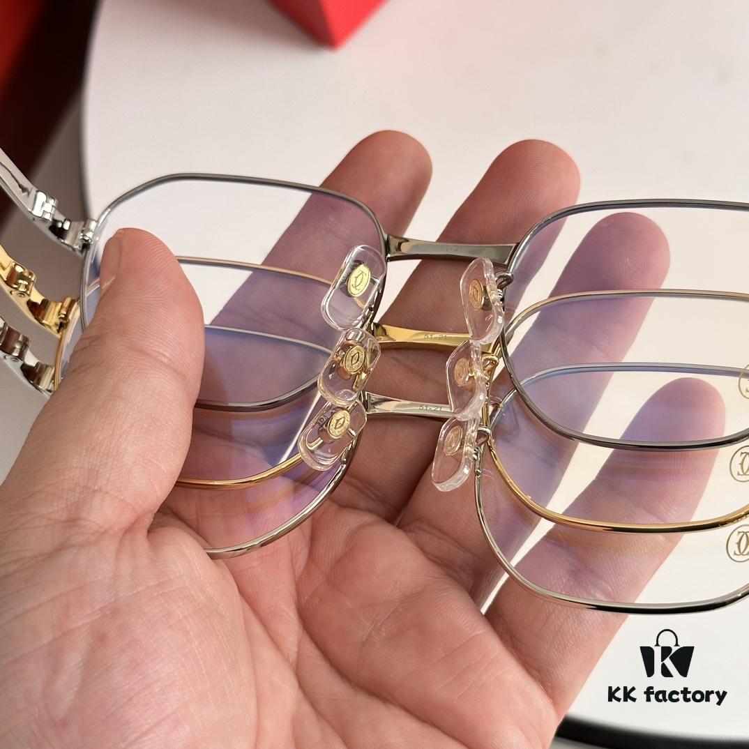 6931fbee3a89a121ed54c7da New Arrival Authentic Rare Palladium Electroplated Cartier Classic Metal Frame Eyeglasses CT0441OA Size 51-21-145