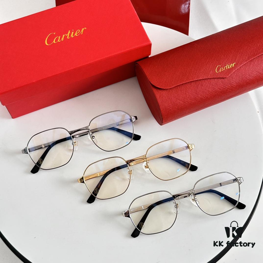 6931fbef3a89a121ed54c7de New Arrival Authentic Rare Palladium Electroplated Cartier Classic Metal Frame Eyeglasses CT0441OA Size 51-21-145