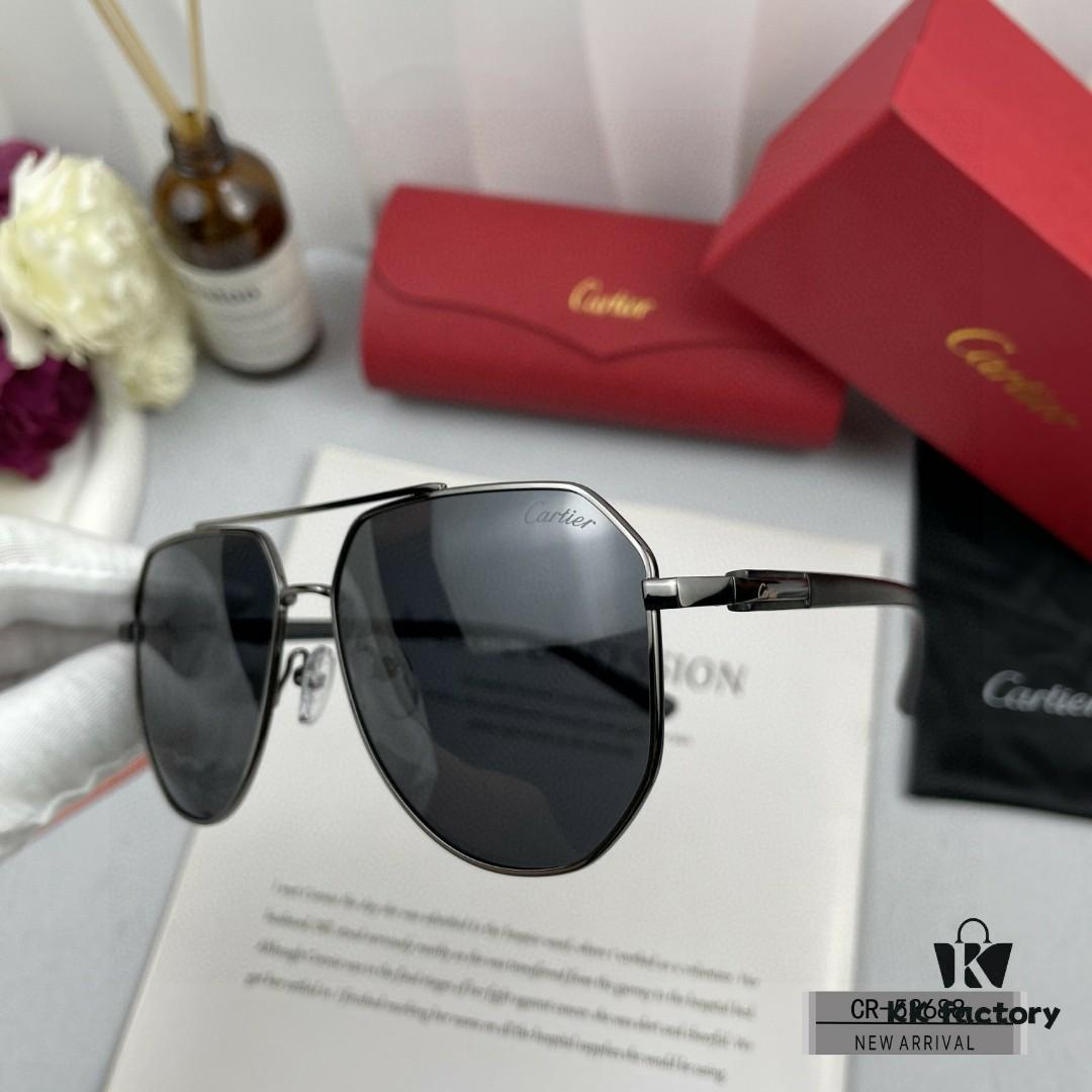 Cartier France Men's Sunglasses with Polarized Lenses, Lightweight Metal Frame, Model 53688