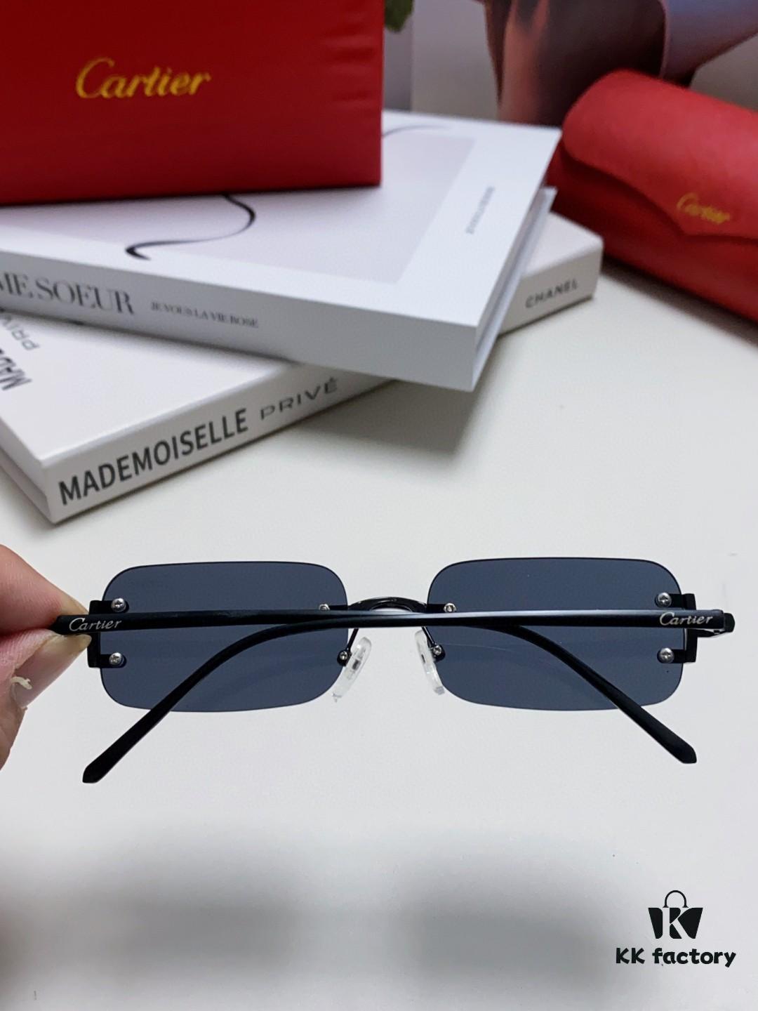 6931fbfe3a89a121ed54c8b5 Cartier 2024 New Arrival Square Frameless Cut-Out Sunglasses for Women, Slimming and Stylish, European-American Fashion INS-Style Streetwear Chic, Trendy Oversized Sunglasses