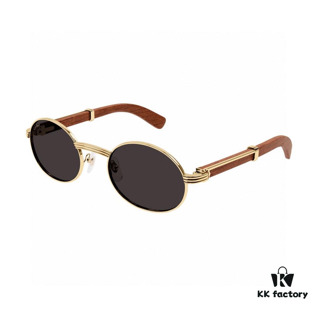 6931fc053a89a121ed54c909 Cartier 2024 New Retro Wood-Grain Pattern Round Frame Sunglasses, Stylish UV-Protective Unisex Sun Glasses CT0464S