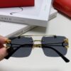 6931fc063a89a121ed54c919 Cartier Unisex Double-Bar Cutout Rimless Sunglasses with Leopard Head Ornament, Vintage Bold and Elegant Style