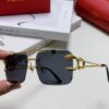 6931fc063a89a121ed54c91b Cartier Unisex Double-Bar Cutout Rimless Sunglasses with Leopard Head Ornament, Vintage Bold and Elegant Style