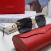 6931fc063a89a121ed54c91d Cartier Unisex Double-Bar Cutout Rimless Sunglasses with Leopard Head Ornament, Vintage Bold and Elegant Style