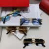 6931fc063a89a121ed54c91e Cartier Unisex Double-Bar Cutout Rimless Sunglasses with Leopard Head Ornament, Vintage Bold and Elegant Style