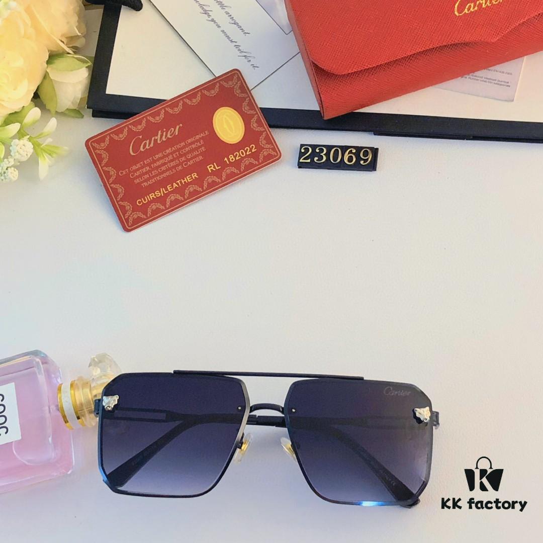 6931fc0c3a89a121ed54c96e Cartier New Men's Fashion One-Piece Sunglasses with Unique Leopard Head Decorated Metal Frame, Outdoor Cycling Sun Protection Glasses