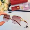 6931fc123a89a121ed54c9bc Cartier 2024 New Arrival Frameless Wooden Grain Leopard Print Aviator Sunglasses with Double Bridge and Cut-out Design, Stylish and Unique for Street Photography, Decorative and UV-Protective
