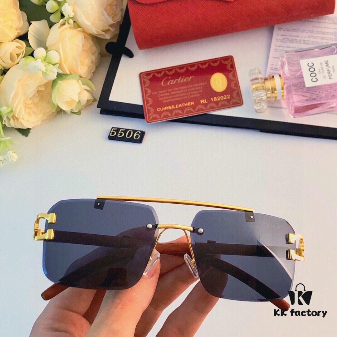 6931fc123a89a121ed54c9bf Cartier 2024 New Arrival Frameless Wooden Grain Leopard Print Aviator Sunglasses with Double Bridge and Cut-out Design, Stylish and Unique for Street Photography, Decorative and UV-Protective