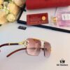6931fc123a89a121ed54c9c2 Cartier 2024 New Arrival Frameless Wooden Grain Leopard Print Aviator Sunglasses with Double Bridge and Cut-out Design, Stylish and Unique for Street Photography, Decorative and UV-Protective