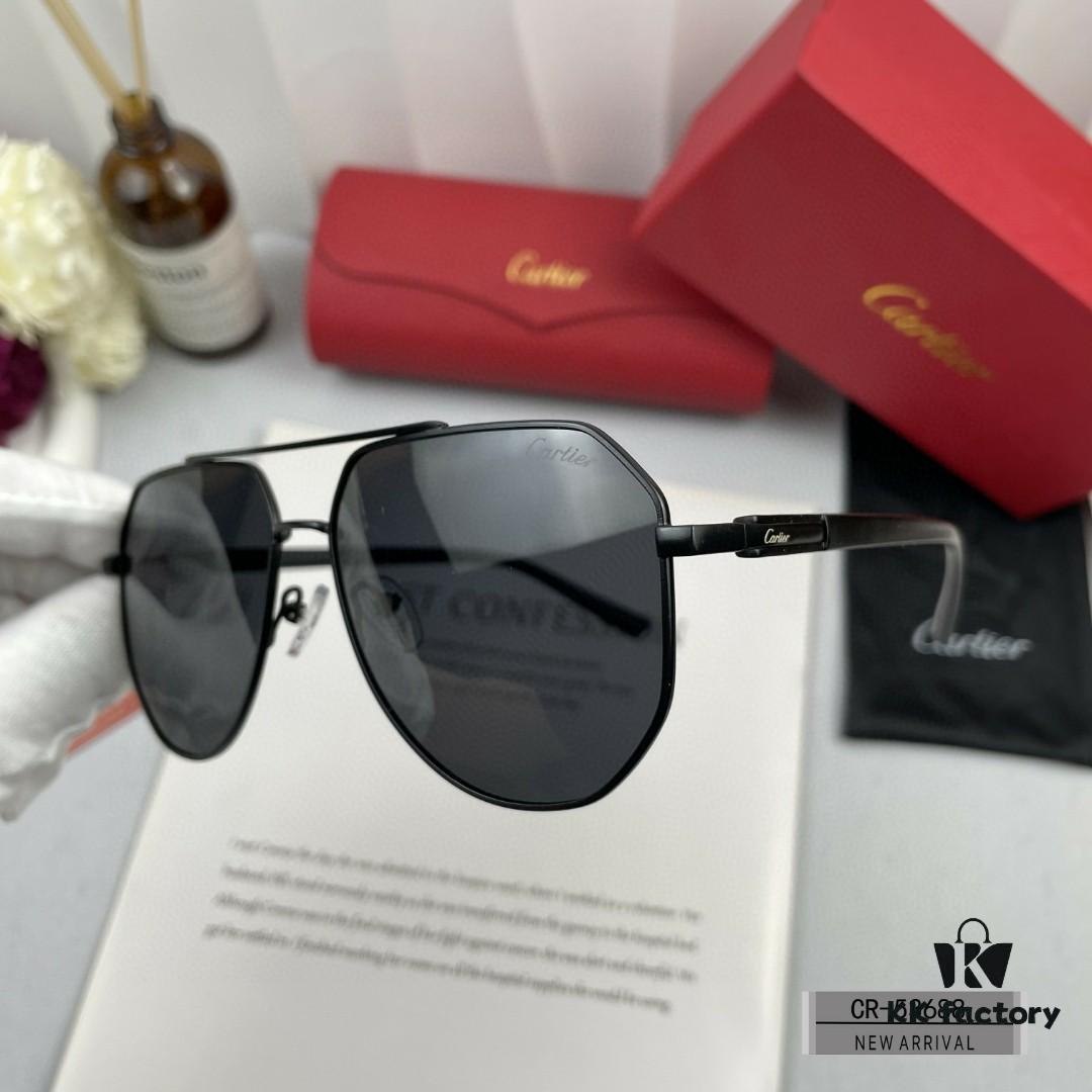 Cartier France - Polarized Sunglasses for Men with Polylite Lenses, Lightweight Metal Frame, UV Protection, Stylish Driving and Travel Eyewear