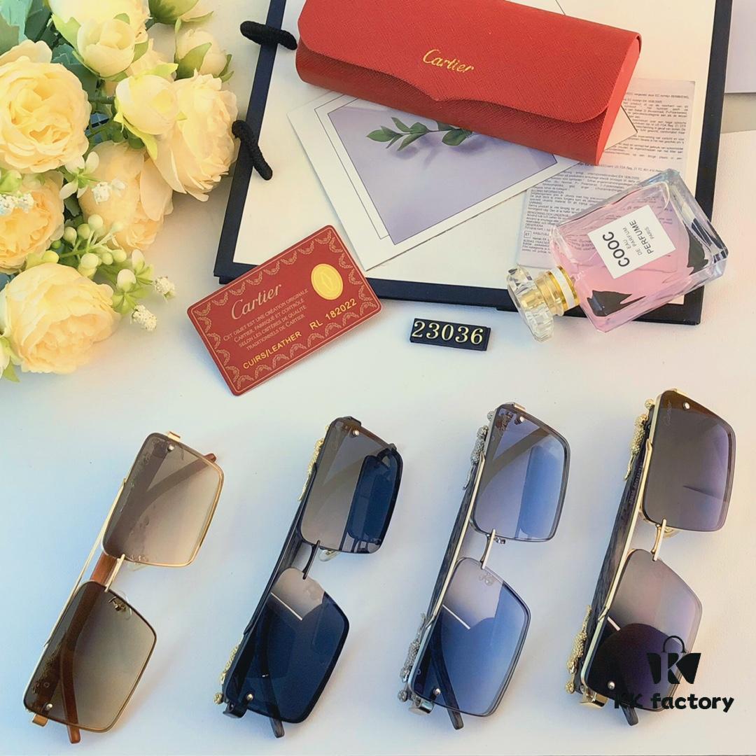 6931fc173a89a121ed54ca0b Cartier Retro Metal Double-Bridge Men's Sunglasses for Driving Square Frame Sun Glasses