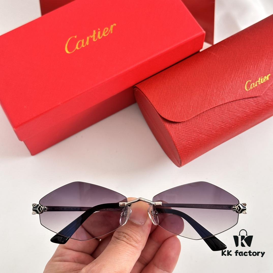 6931fc1c3a89a121ed54ca49 Authentic Version Arrived, Original Zeiss Dual-Tone Lenses, Cartier CT0433S, Size 55-22-140, Almond-Shaped Frame, Polished Gold Finish, Cheetah Sunglasses