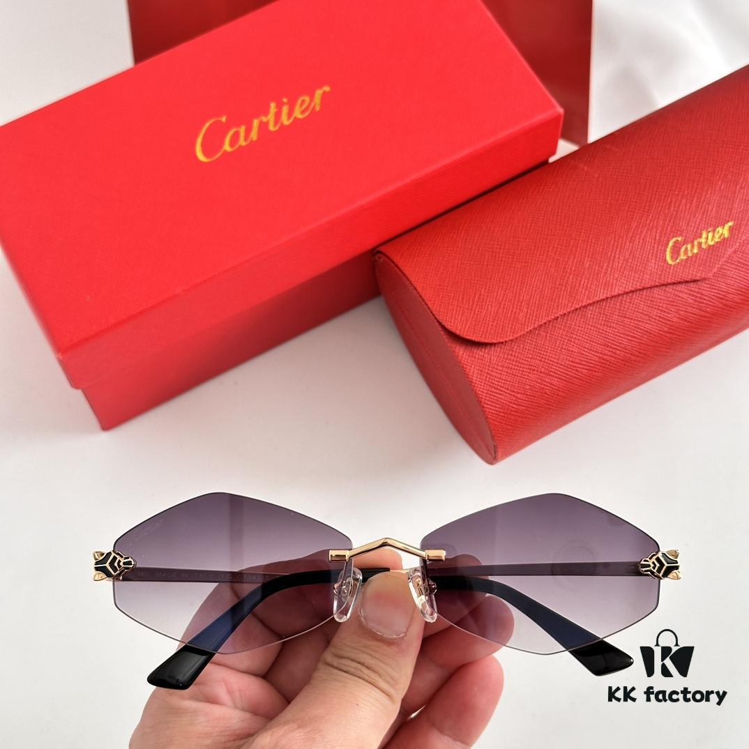 6931fc1c3a89a121ed54ca4b Authentic Version Arrived, Original Zeiss Dual-Tone Lenses, Cartier CT0433S, Size 55-22-140, Almond-Shaped Frame, Polished Gold Finish, Cheetah Sunglasses