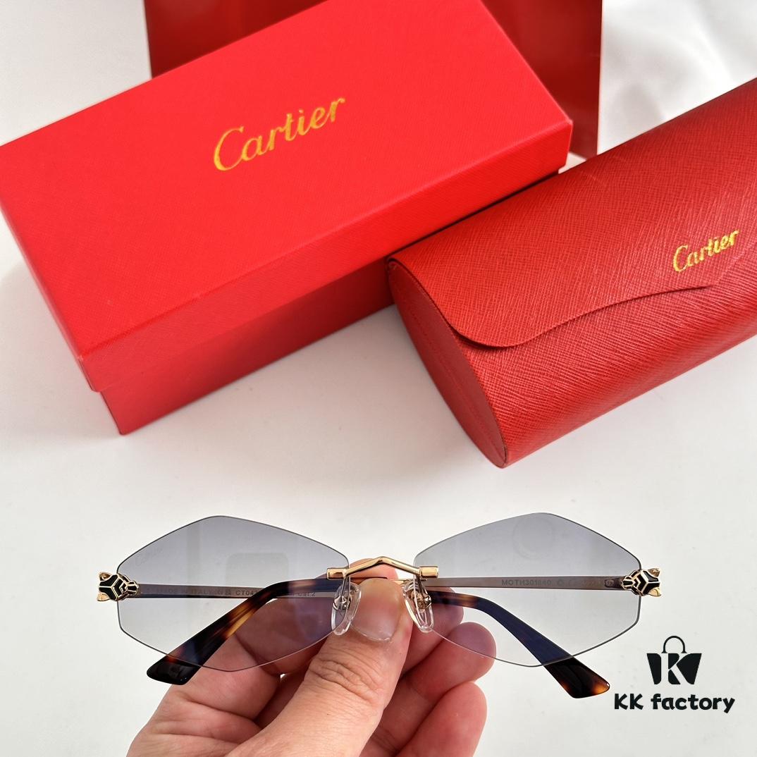 6931fc1c3a89a121ed54ca4d Authentic Version Arrived, Original Zeiss Dual-Tone Lenses, Cartier CT0433S, Size 55-22-140, Almond-Shaped Frame, Polished Gold Finish, Cheetah Sunglasses
