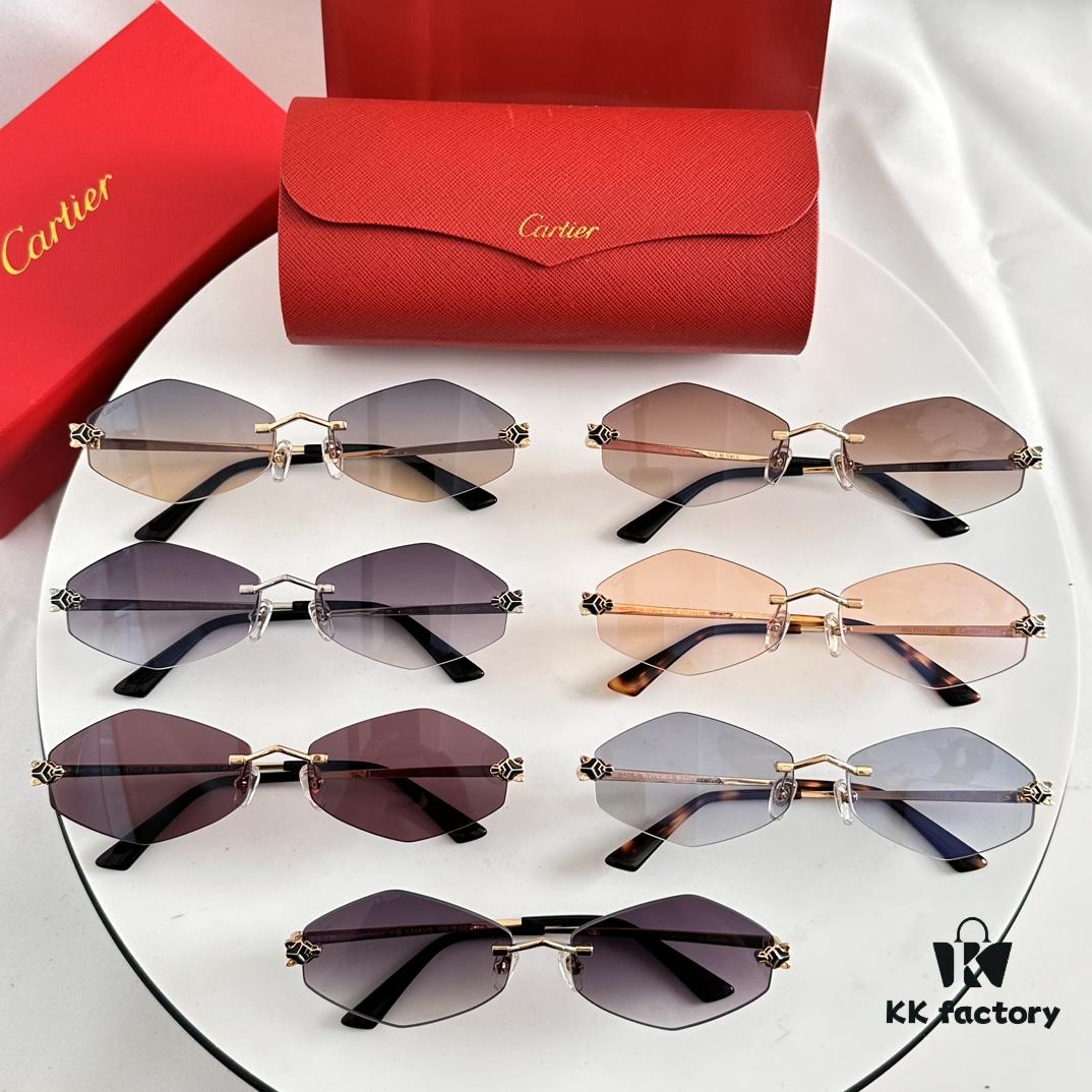 6931fc1c3a89a121ed54ca4e Authentic Version Arrived, Original Zeiss Dual-Tone Lenses, Cartier CT0433S, Size 55-22-140, Almond-Shaped Frame, Polished Gold Finish, Cheetah Sunglasses