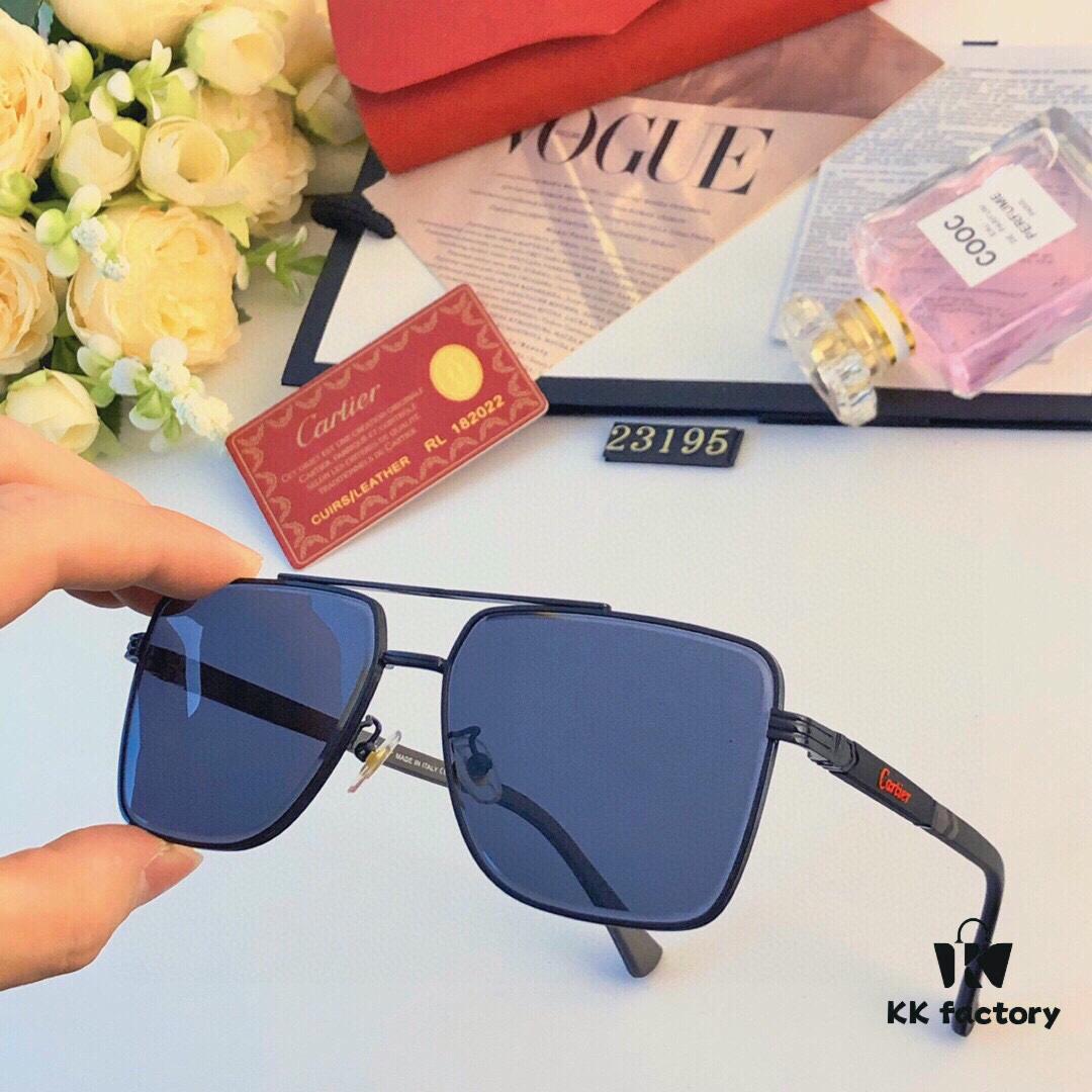 Cartier European and American square frame double-bar sunglasses fashion versatile sunglasses metal eyewear cross-border popular influencer trending sunglasses sunglasses sun glasses