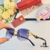 6931fc2f3a89a121ed54cb4f Cartier New Retro Panther Head Metal Sunglasses with Leopard Decoration, Frameless Cut Square Sunglasses