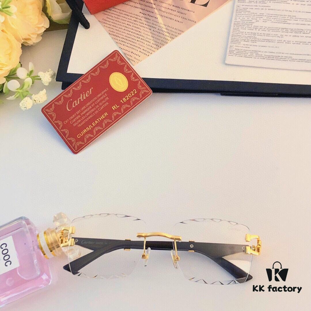6931fc2f3a89a121ed54cb52 Cartier New Retro Panther Head Metal Sunglasses with Leopard Decoration, Frameless Cut Square Sunglasses
