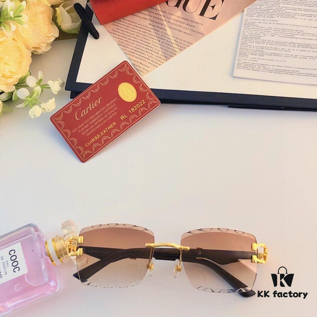 6931fc2f3a89a121ed54cb53 Cartier New Retro Panther Head Metal Sunglasses with Leopard Decoration, Frameless Cut Square Sunglasses