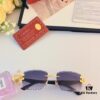 6931fc2f3a89a121ed54cb54 Cartier New Retro Panther Head Metal Sunglasses with Leopard Decoration, Frameless Cut Square Sunglasses