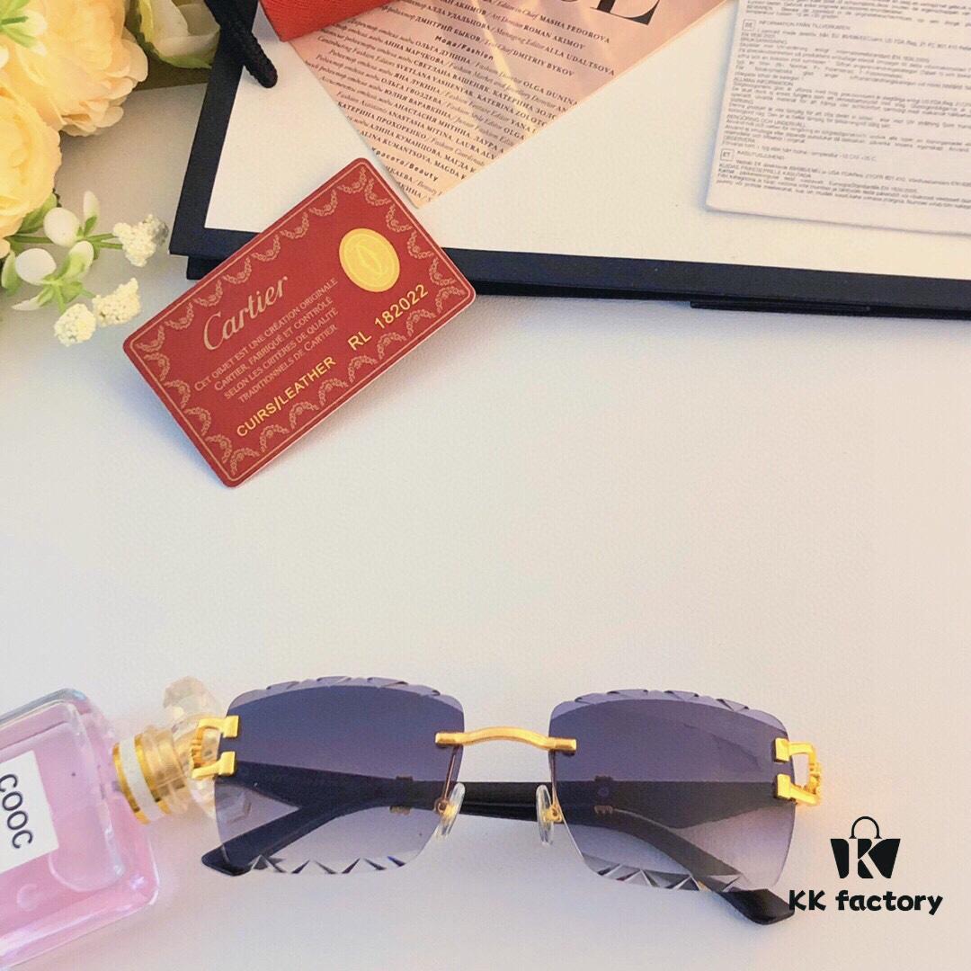 6931fc2f3a89a121ed54cb54 Cartier New Retro Panther Head Metal Sunglasses with Leopard Decoration, Frameless Cut Square Sunglasses