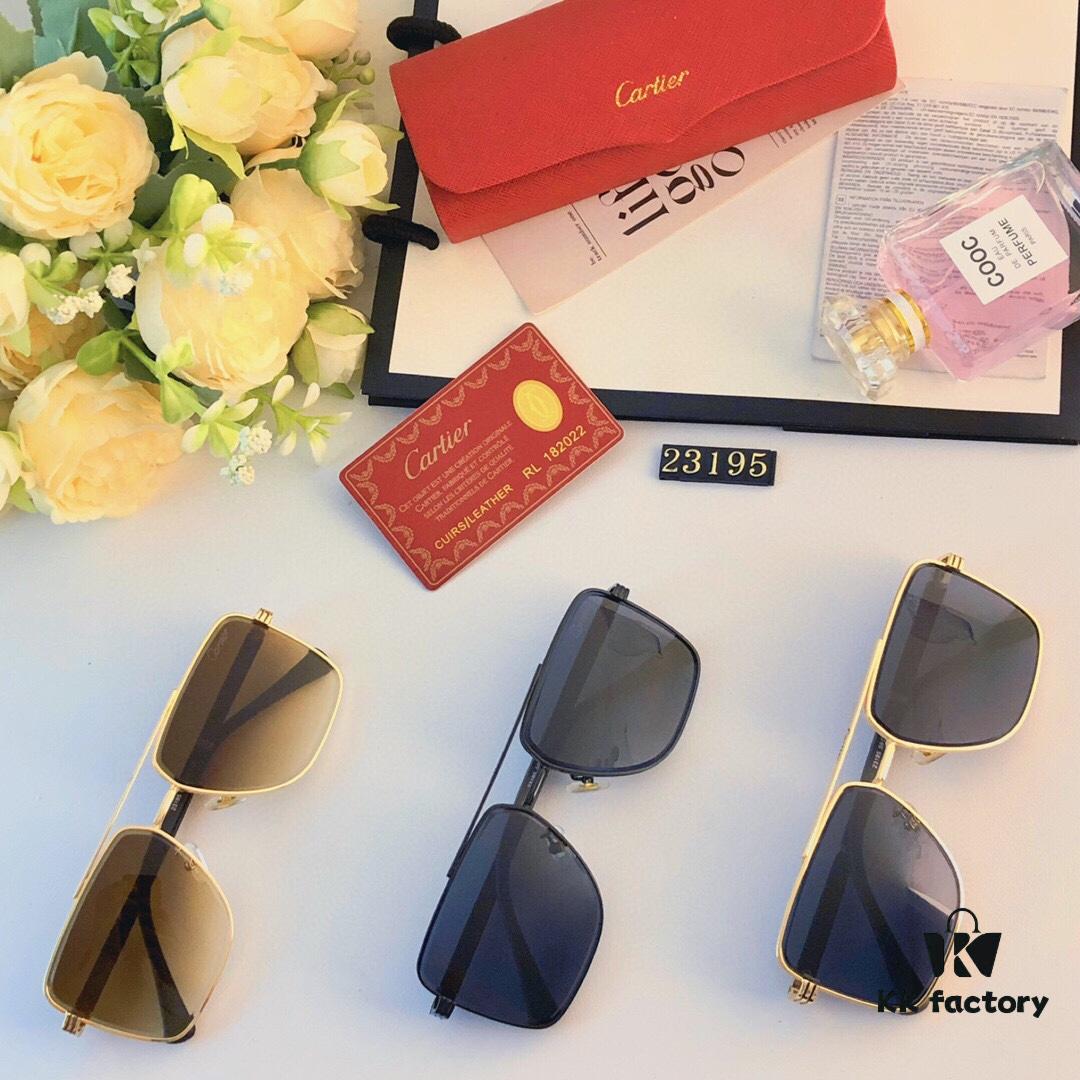 6931fc323a89a121ed54cb7a Cartier Square Metal Double-Bar Men's Sunglasses, Large Frame UV Protection Fashion Trendy European and American Style Sun Glasses