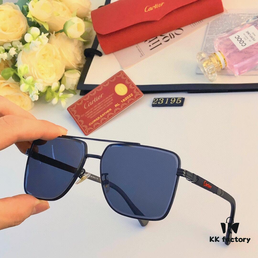 6931fc323a89a121ed54cb7d Cartier Square Metal Double-Bar Men's Sunglasses, Large Frame UV Protection Fashion Trendy European and American Style Sun Glasses