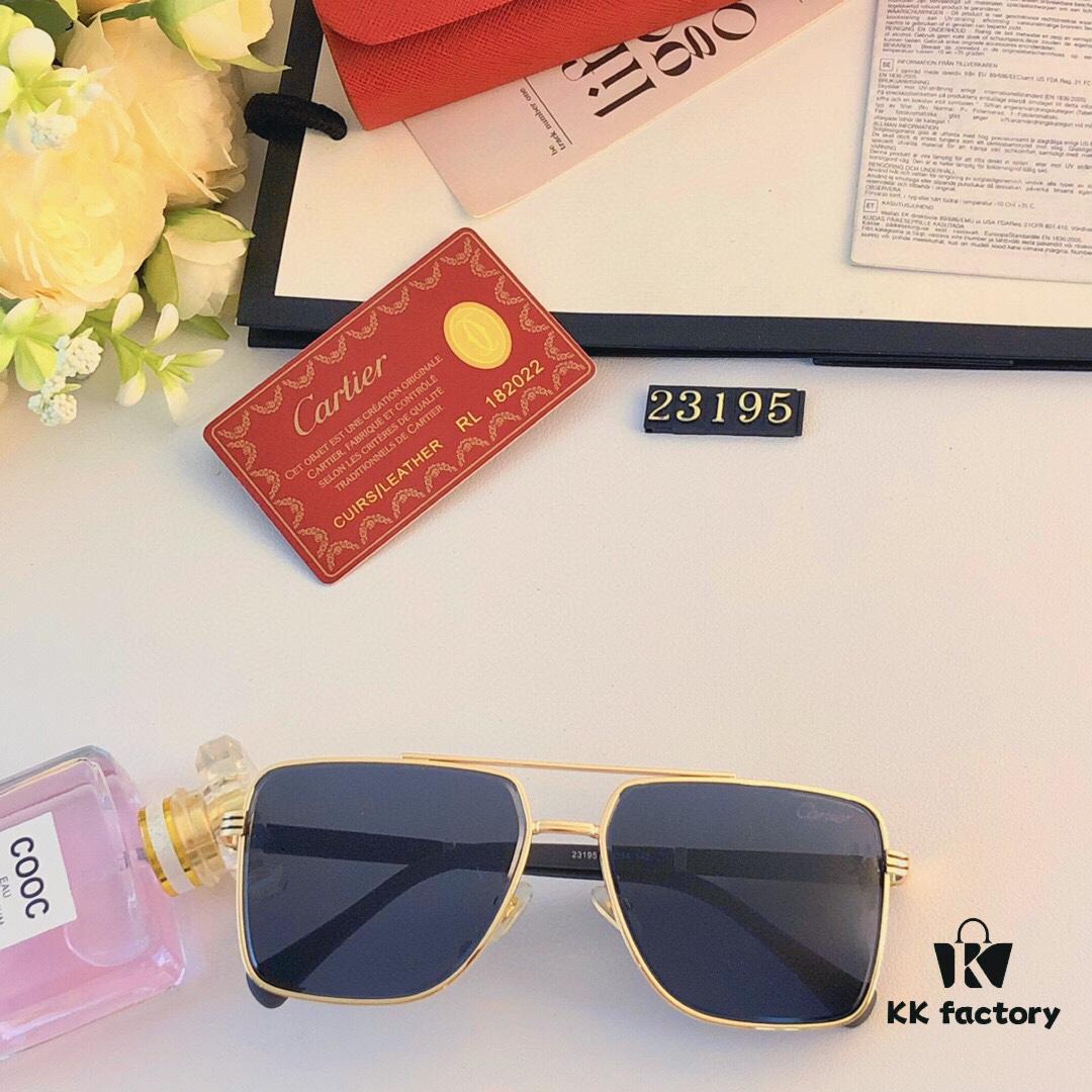 6931fc333a89a121ed54cb81 Cartier Square Metal Double-Bar Men's Sunglasses, Large Frame UV Protection Fashion Trendy European and American Style Sun Glasses