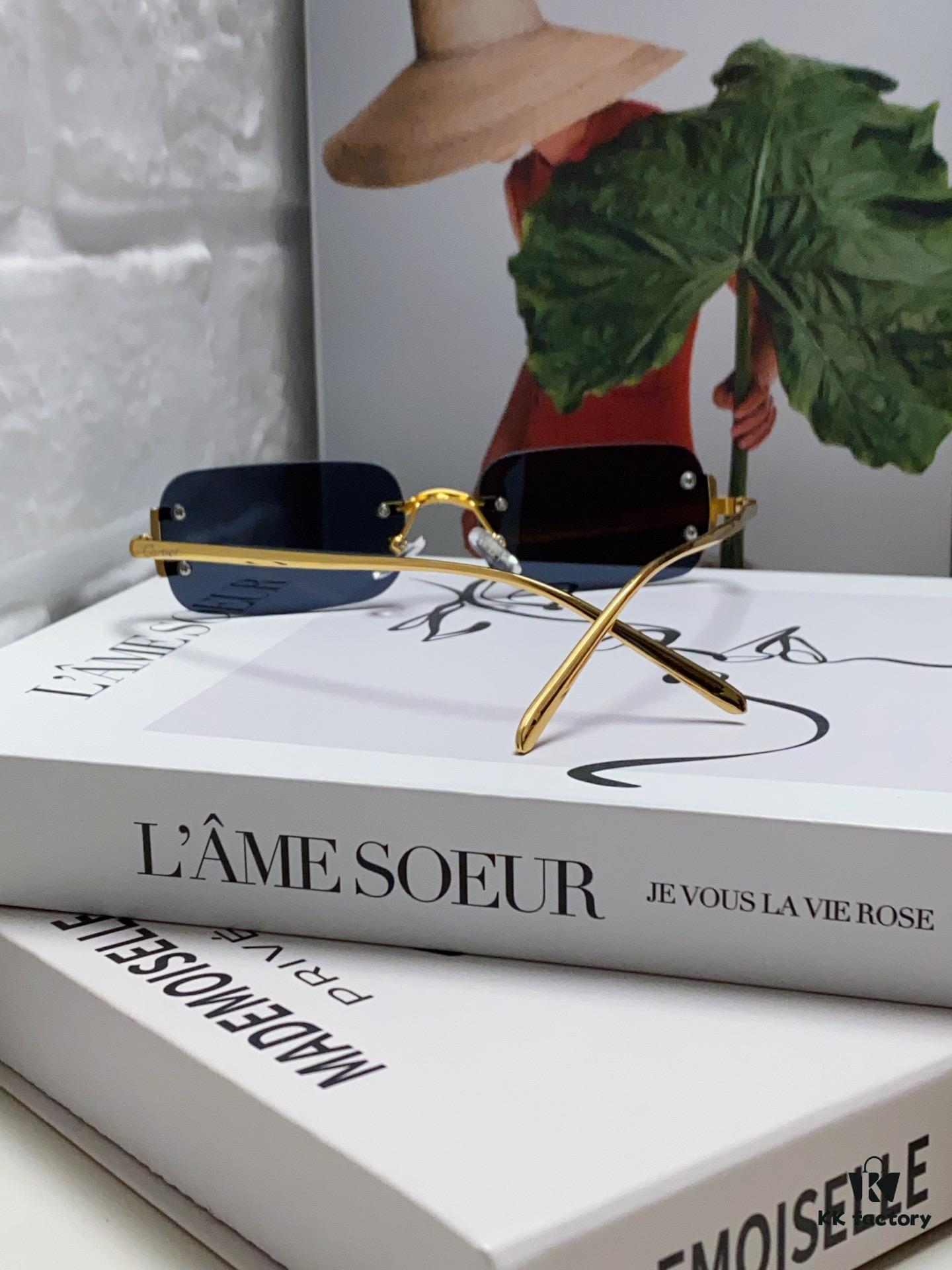 6931fc333a89a121ed54cb86 Cartier 2024 New Square Frameless Cut-Out Sunglasses for Women, Slimming and Stylish, European-American Fashion INS-Inspired Streetwear Chic, Trendy Small Sunglasses