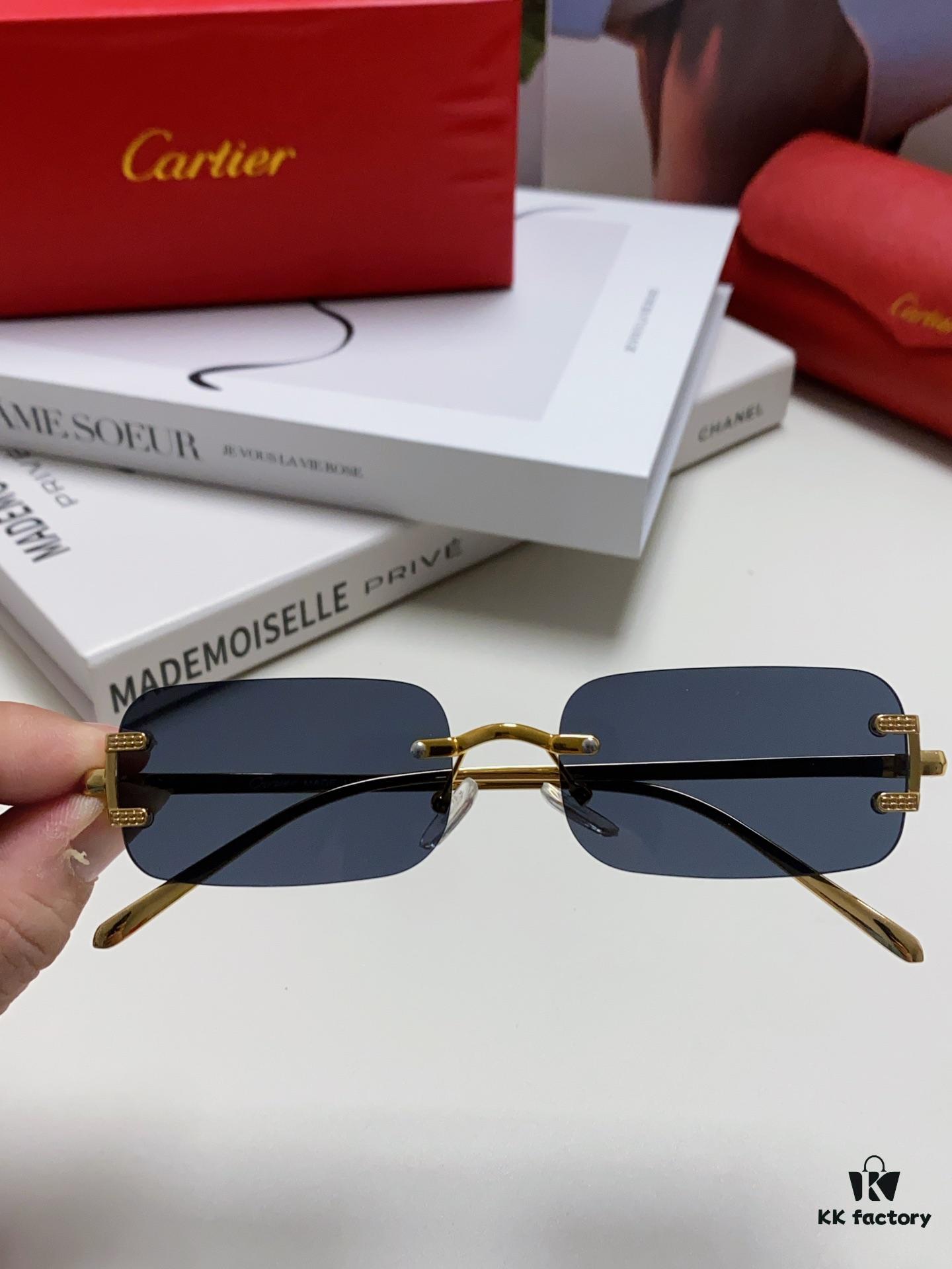 6931fc333a89a121ed54cb87 Cartier 2024 New Square Frameless Cut-Out Sunglasses for Women, Slimming and Stylish, European-American Fashion INS-Inspired Streetwear Chic, Trendy Small Sunglasses