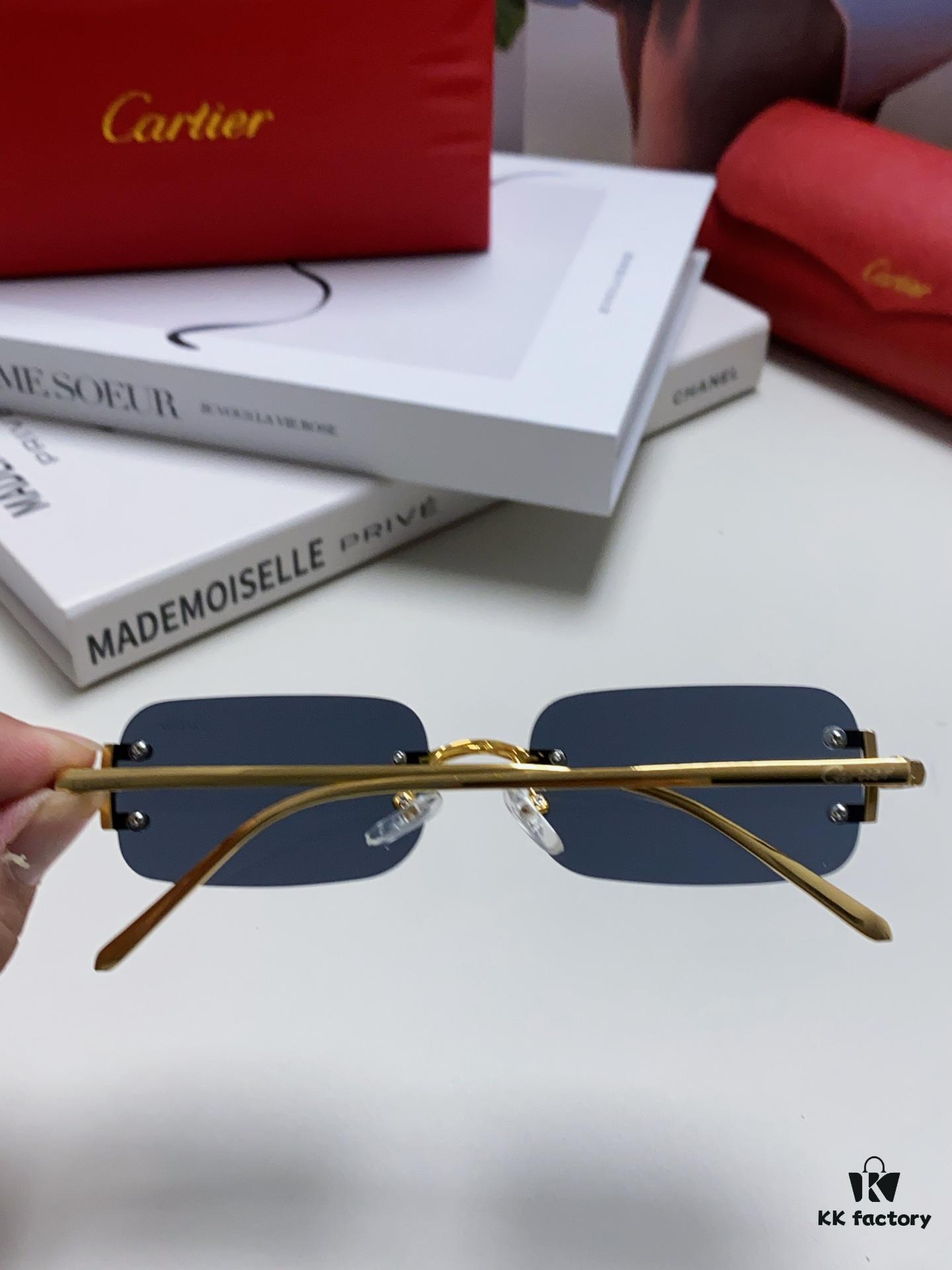 6931fc333a89a121ed54cb88 Cartier 2024 New Square Frameless Cut-Out Sunglasses for Women, Slimming and Stylish, European-American Fashion INS-Inspired Streetwear Chic, Trendy Small Sunglasses