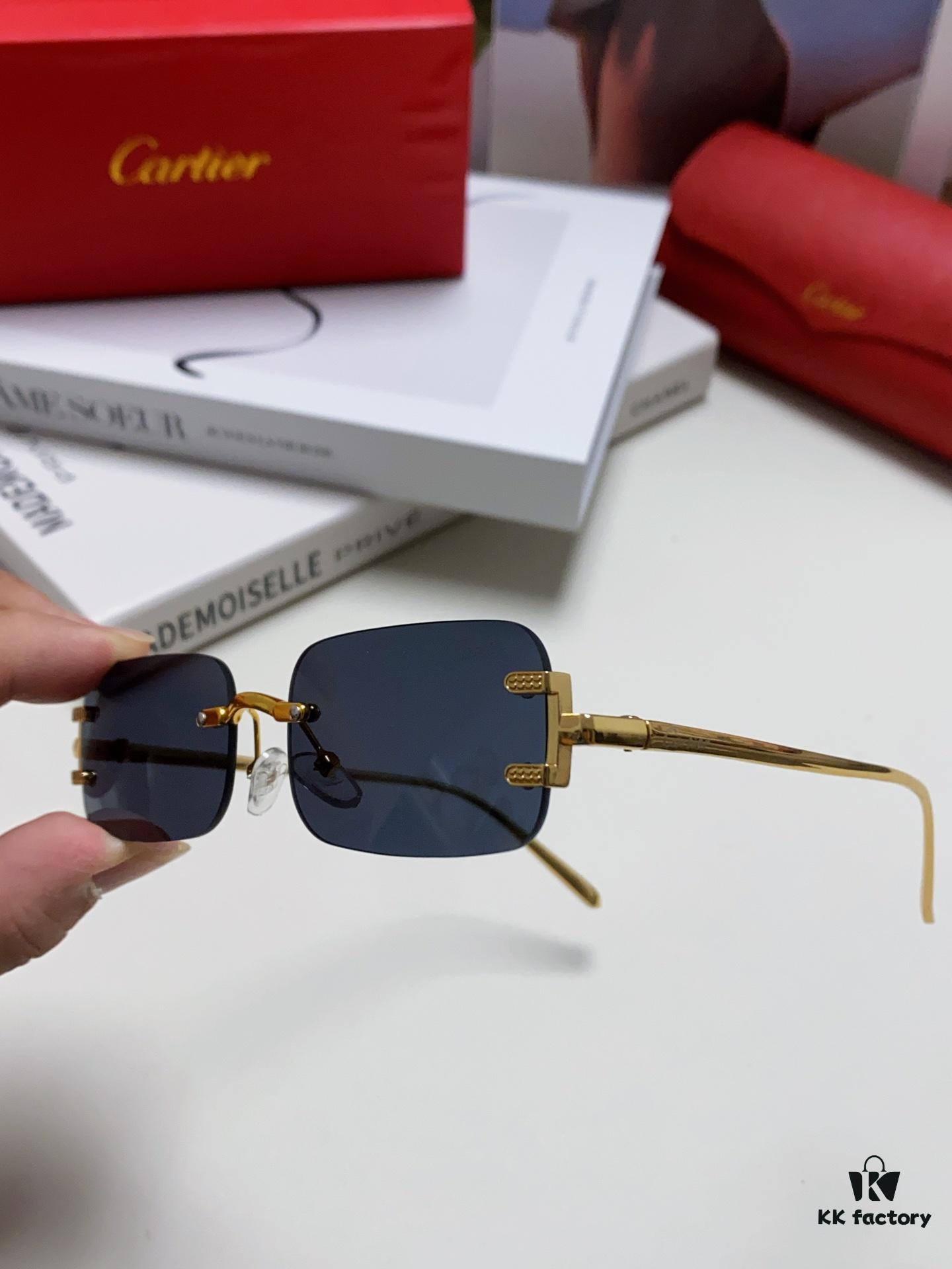 6931fc333a89a121ed54cb89 Cartier 2024 New Square Frameless Cut-Out Sunglasses for Women, Slimming and Stylish, European-American Fashion INS-Inspired Streetwear Chic, Trendy Small Sunglasses